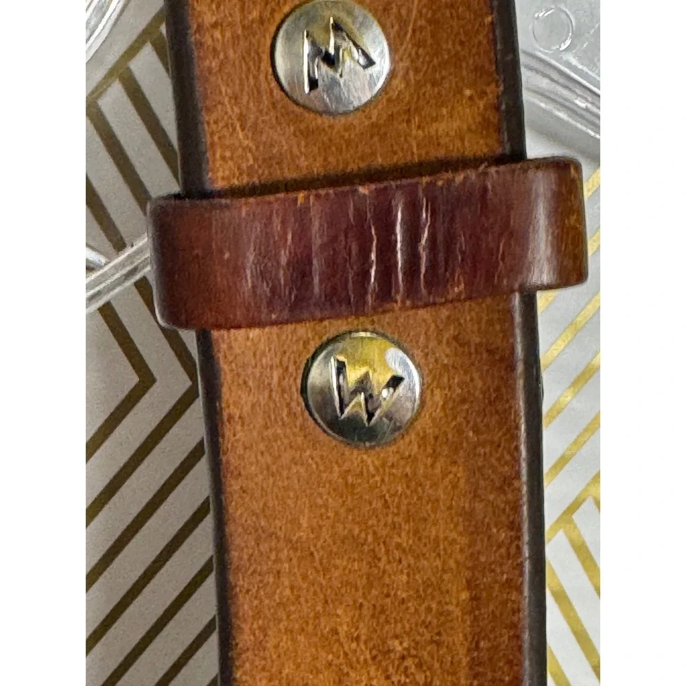 WGGH Full Grain Leather Belt 40 Inches Brown Mens Silver Buckle Work Casual‎
